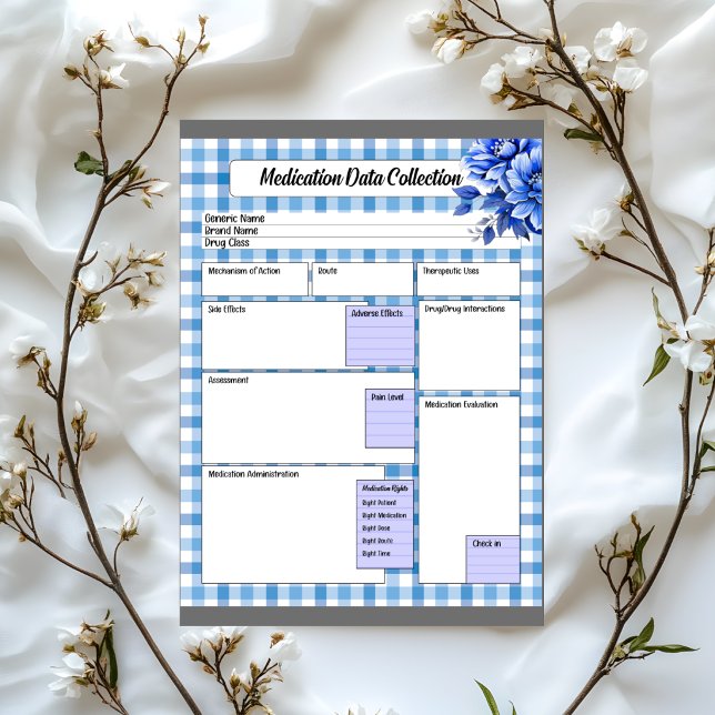 Bloc-note Gingham Floral Bleu _ Collection de données sur le (Créateur téléchargé)