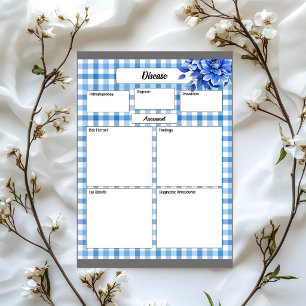 Bloc-note Gingham Floral Bleu _ Maladie Temp 1