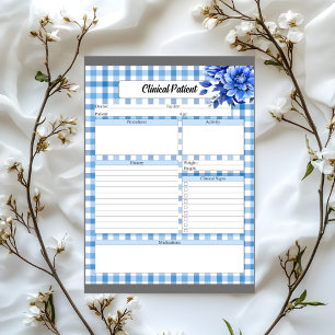 Bloc-note Gingham Floral Bleu _ Patient Clinique