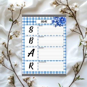 Bloc-note Gingham Floral Bleu _ SBAR Temp