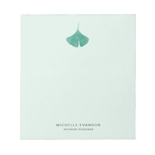 Bloc-note Ginkgo Leaf Logo Mint Vert Simple Nature