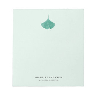 Bloc-note Ginkgo Leaf Logo Mint Vert Simple Nature