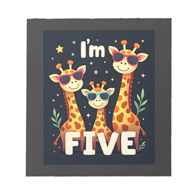 Bloc-note Girafe Cool 5ème Fête d'anniversaire 5 ans Tout-pe (Devant)