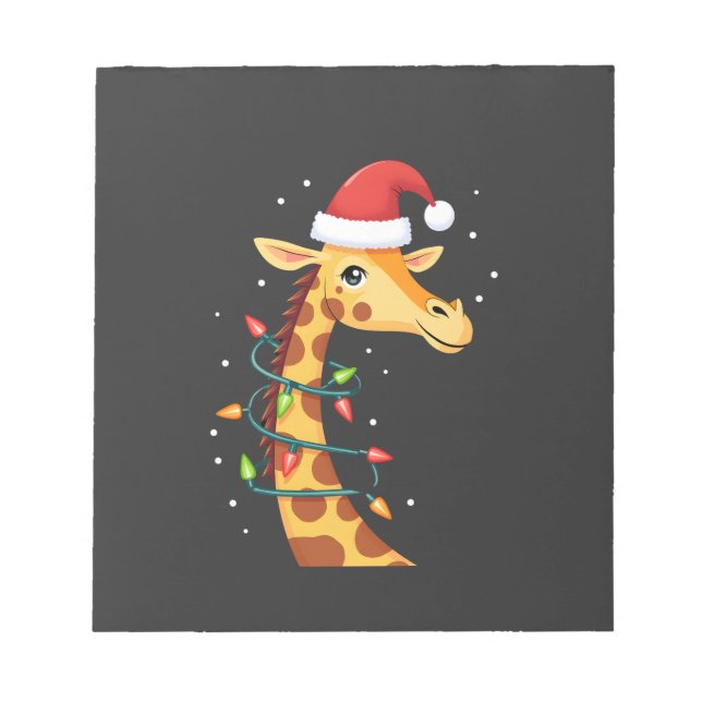 Bloc-note Girafe de Noël Chapeau de Père Noël Lumières Giraf (Devant)