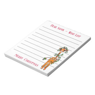Bloc-note Girafe de Noël, liste de souhaits de Père Noël Not