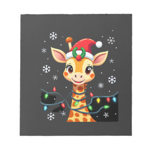 Bloc-note Girafe Mignonne Lumières de Noël Chapeau de Père N