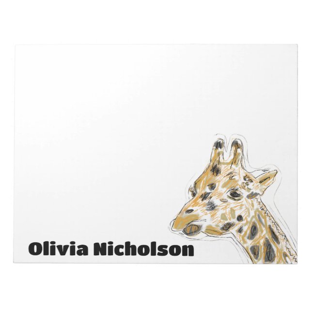 Bloc-note Giraffe Doodle Art papeterie personnalisée (Devant)