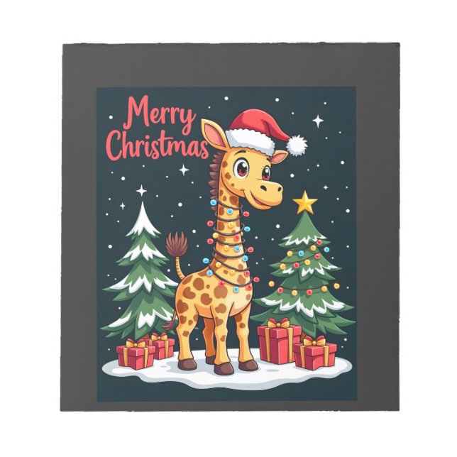 Bloc-note Giraffe Joyeux Noël Éclairage de l'Arbre de Noël P (Devant)