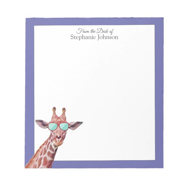 Bloc-note Giraffe Peri violet Monogramme du bureau de (Devant)