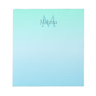 Bloc-note Girl Pastel Green Blue Ombre Monogram