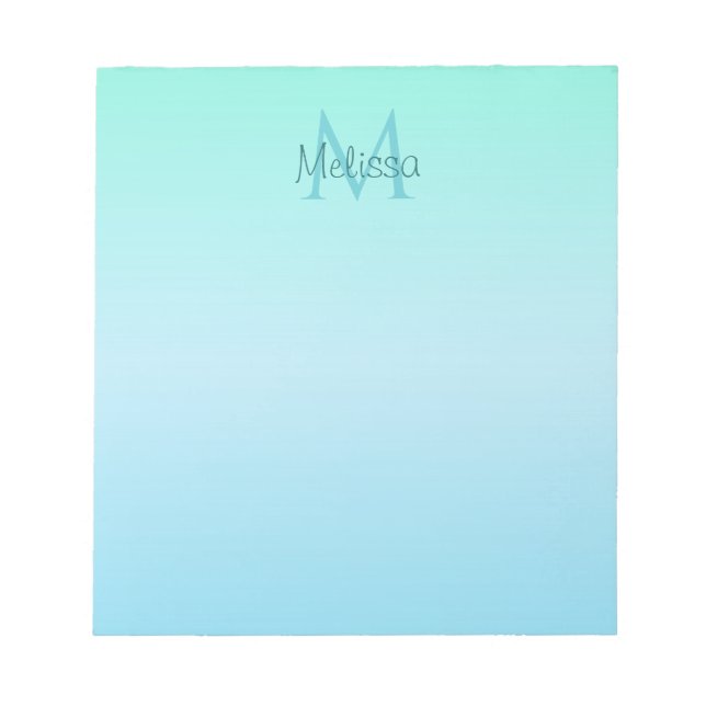 Bloc-note Girl Pastel Green Blue Ombre Monogram (Devant)