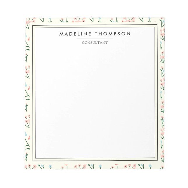 Bloc-note Girly Chic Pastel Pink Blue Flowers Pattern (Devant)