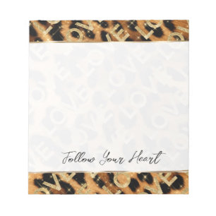 Bloc-note Girly Leopard Gold Étincelle Amour