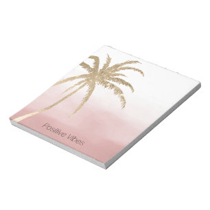 Bloc-note Glam Gold Tropical Palm Pink ombre