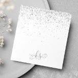 Bloc-note Glam Silver Parties scintillant Nom du monogramme<br><div class="desc">Bloc-notes Glam Silver Parties scintillant Élégant Monogramme. Personnalisez facilement ce bloc-notes chic et branché,  doté d'une élégante parties scintillant brillante argentée. Le design comprend votre monogramme manuscrit avec de jolis tourbillons et nom.</div>