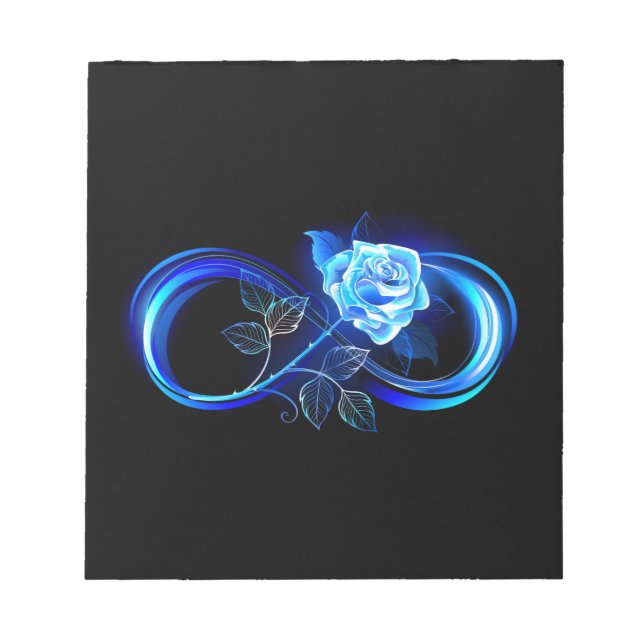 Bloc-note Glowing infinity with blue rose (Devant)
