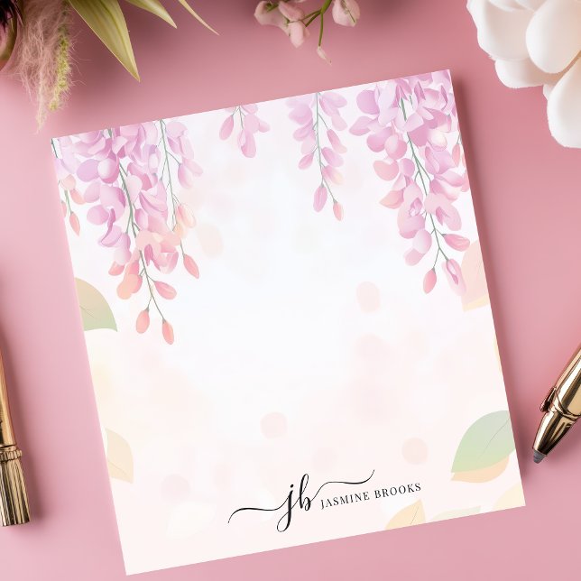 Bloc-note Glycine Douce Aquarelle Florale Personnalisée (Créateur téléchargé)