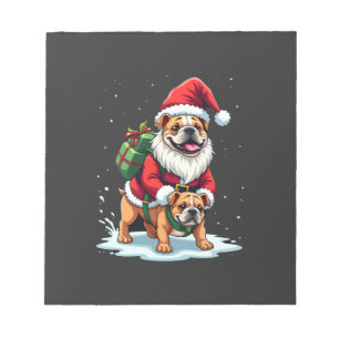 Bloc-note Gnome à cheval sur un bouledogue anglais Noël Xmas