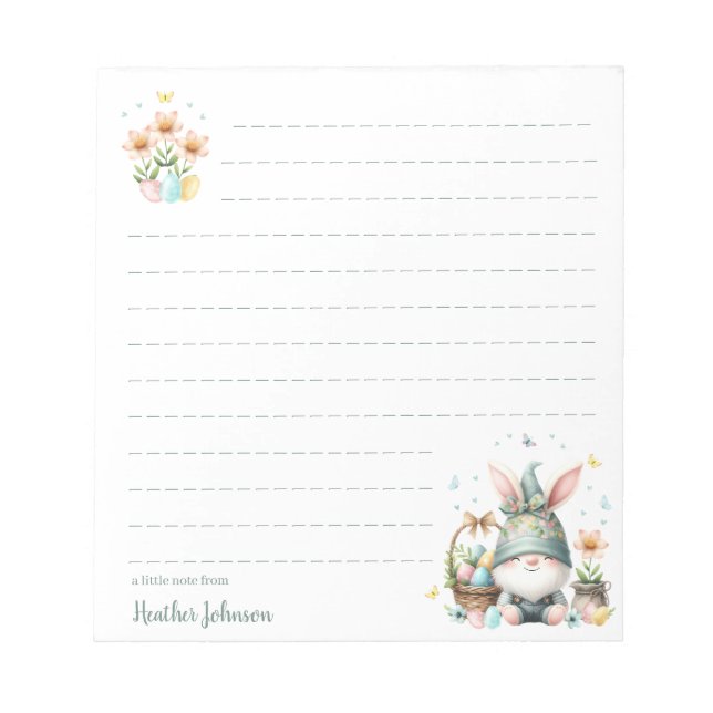 Bloc-note Gnome de Pâques à l'aquarelle Personnalisé (Devant)