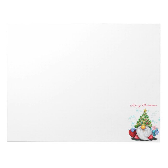 Bloc-note Gnome mignon avec chapeau d'arbre de Noël et cadea (Devant)