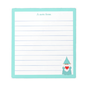 Bloc-note Gnome mignonne avec cadre turquoise