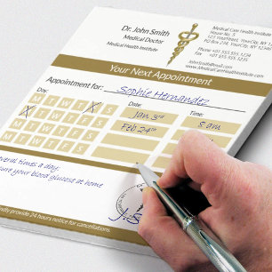 Bloc-note Gold Asclepius Classy Noble Rendez-vous Médicale
