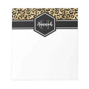 Bloc-note Gold Black Leopard Spots Monogram
