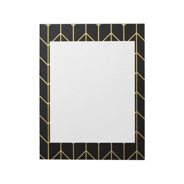 Bloc-note Gold Chevron sur Black Arrière - plan Modern Chic (Tourné)