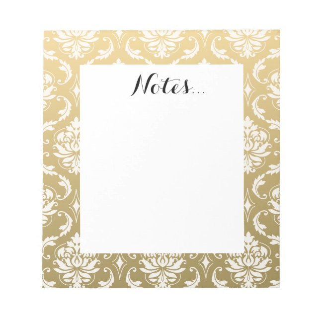 Bloc-note Gold et White Classic Damask (Devant)