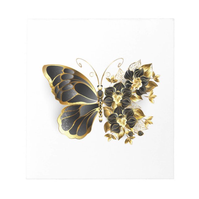 Bloc-note Gold flower Butterfly with Black Orchid (Devant)
