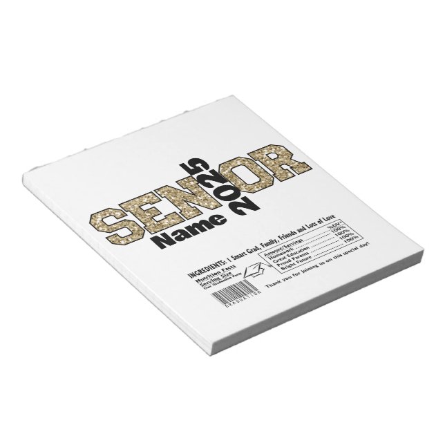 Bloc-note Gold Graduation Senior Candy Bar Wraps Party Favor (Incliné)