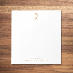 Bloc-note Gold Harp Simple Elegant Music Enseignant