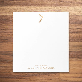 Bloc-note Gold Harp Simple Elegant Music Enseignant