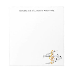 Bloc-note Gold Music Treble Clef Personnalisé