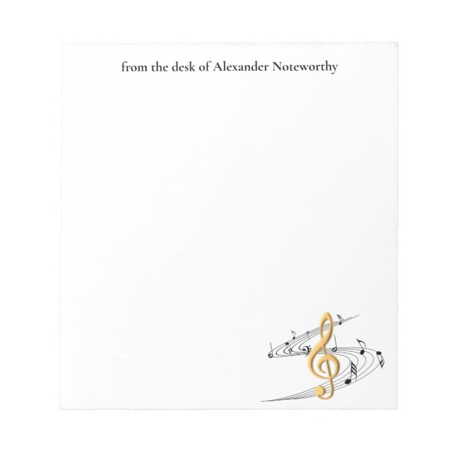 Bloc-note Gold Music Treble Clef Personnalisé (Devant)