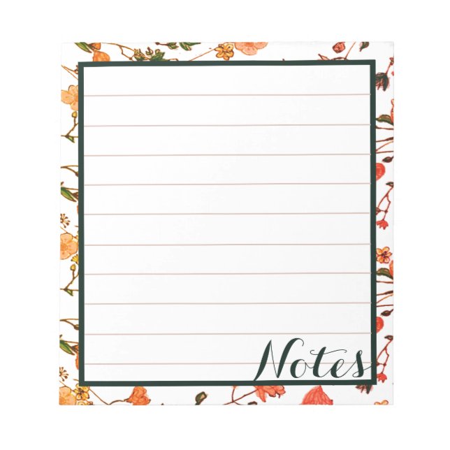 Bloc-note Gold Rose & Forest Green Calligraphie Elégant Line (Devant)