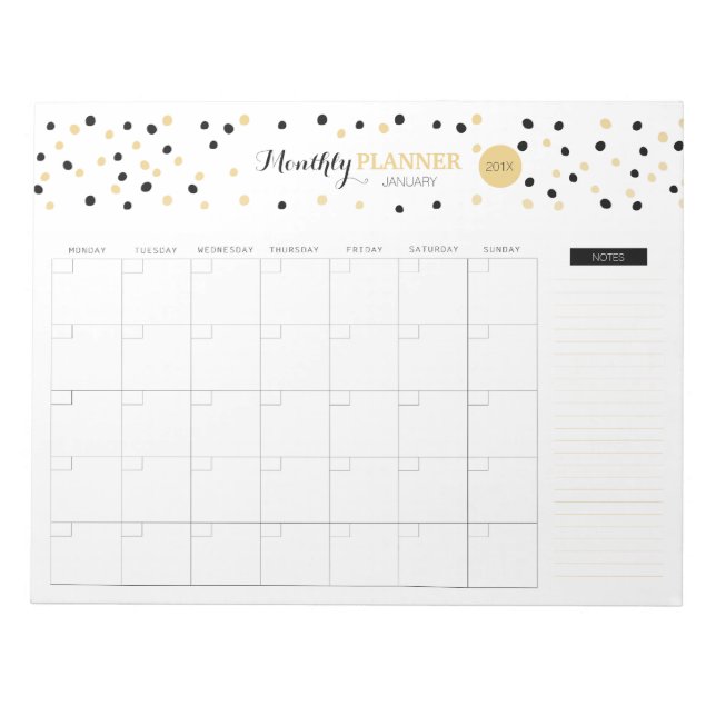 Bloc-note Golden Dots Planificateur mensuel (Devant)