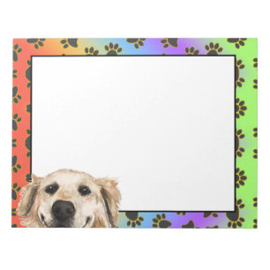 Bloc-note Golden Retriever coloré chien motif de patte de ch