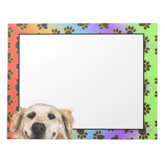 Bloc-note Golden Retriever coloré chien motif de patte de ch
