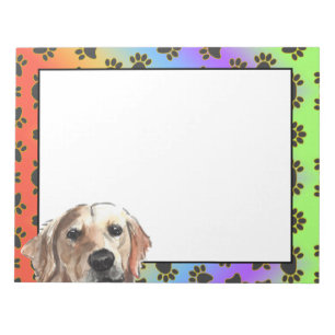 Bloc-note Golden Retriever coloré chien motif de patte de ch