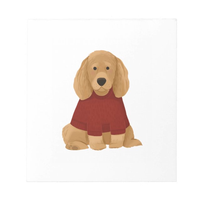 Bloc-note Golden Retriever en pull rouge (Devant)