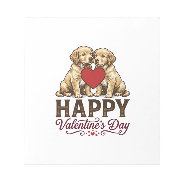 Bloc-note Golden Retriever Joyeuse Saint-Valentin (Devant)