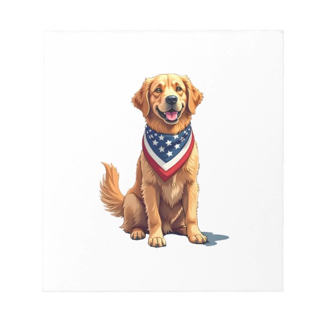 Bloc-note Golden Retriever July 4th Vintage Patriotic Tee 2 (Devant)