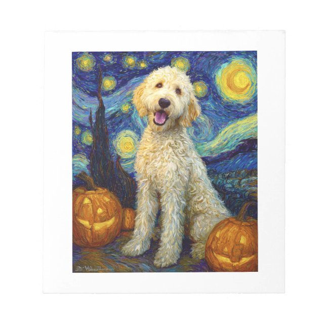 Bloc-note Goldendoodle Chien Mignon Halloween Jack O Lantern (Devant)