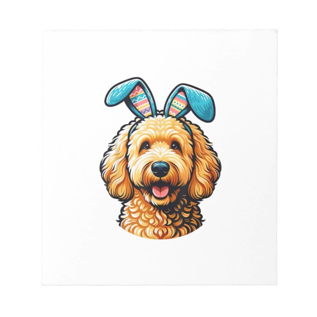 Bloc-note Goldendoodle de Pâques Chien portant des oreilles  (Devant)