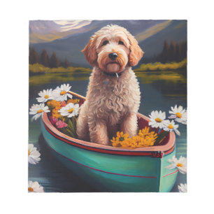 Bloc-note Goldendoodle sur une pagaie : Une aventure pittore