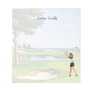 Bloc-note Golfer lady est golfeur note pad