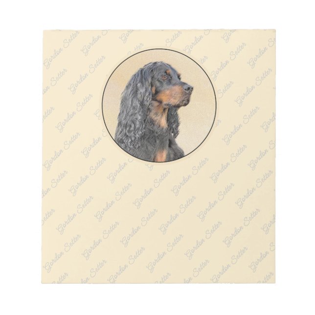 Bloc-note Gordon Setter Peinture - Joli art original chien (Devant)