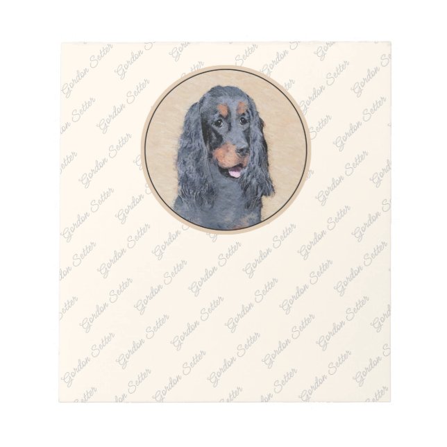 Bloc-note Gordon Setter Peinture - Joli art original chien (Devant)