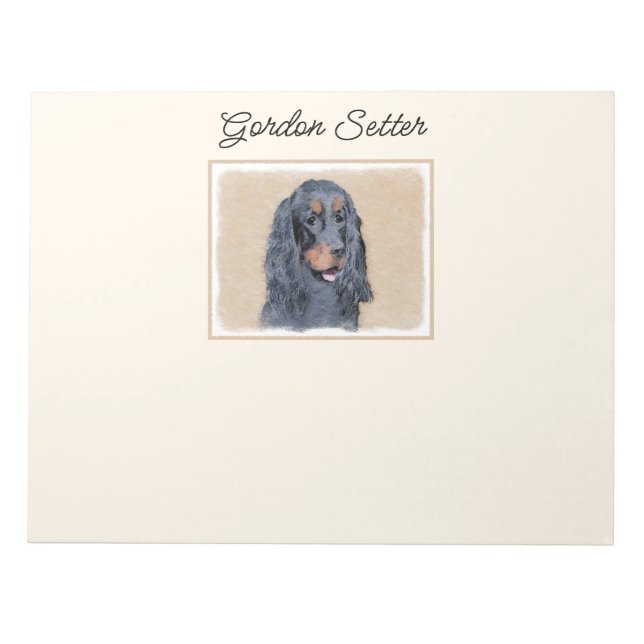 Bloc-note Gordon Setter Peinture - Joli art original chien (Devant)